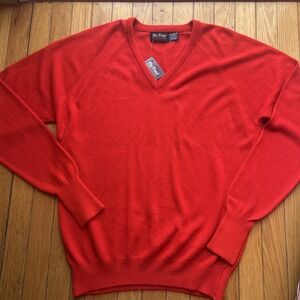 NEW Vintage Men's  Par Four Red 42  Classic Golf Casual Knit Pullover Sweater V